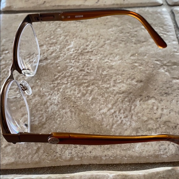 Guess Brown Half Rimless Eyeglass Frames - Picture 7 of 8